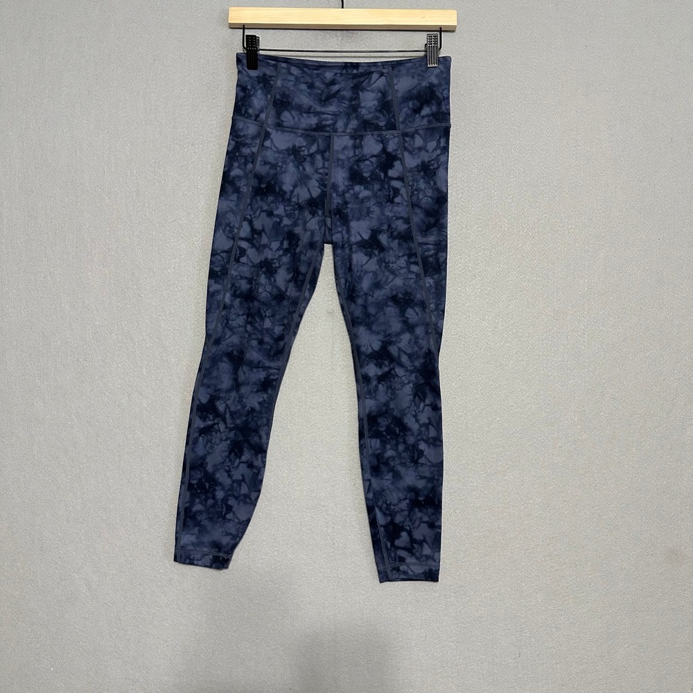 Athleta Salutation Stash Tie Dye Cloud Wash Leggings Navy Blue Grey Small 25in